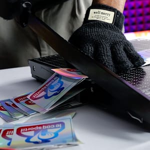 Découpe des adhésifs holographiques Le Coq Sportif-80